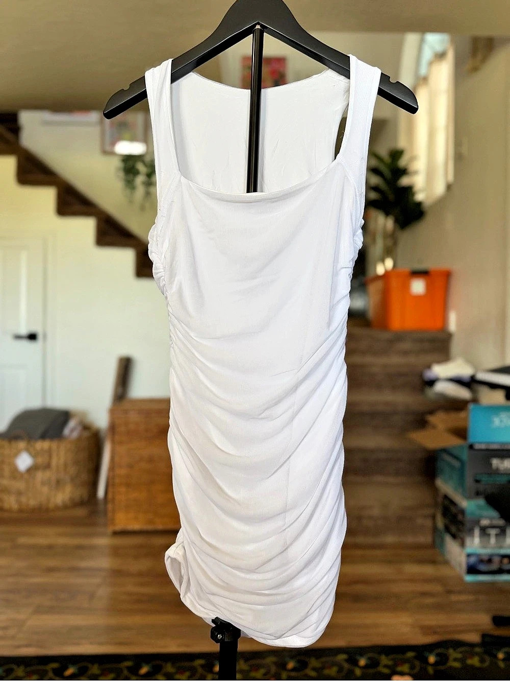 White Ruched Mini Dress Like New